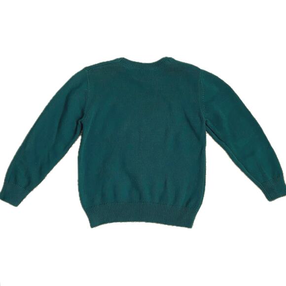 GYMBOREE Reindeer Knit Sweater Size 5-6 Green Winter Holiday Christmas Deer Crew - Picture 3 of 6
